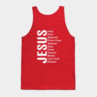 Jesus Titles White Print Tank Top